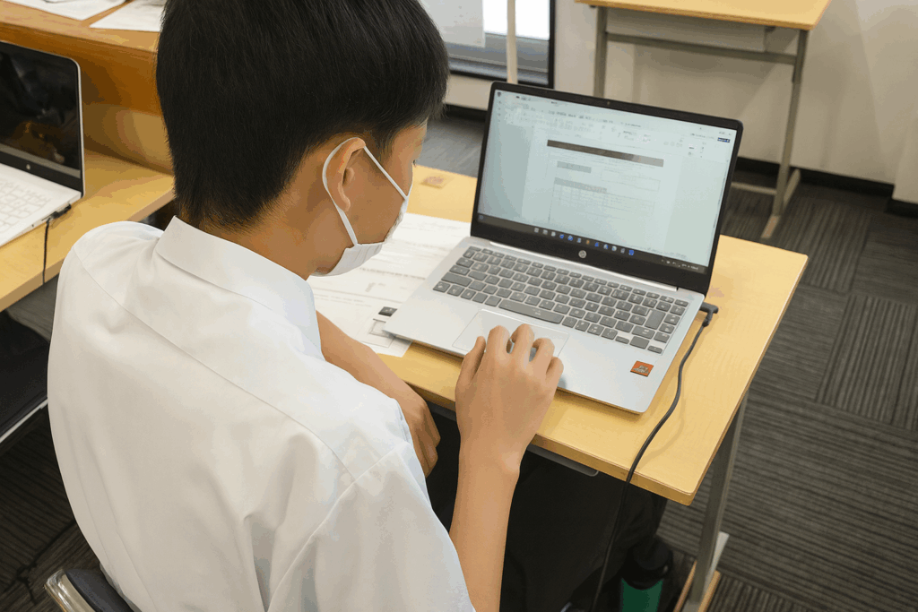 実践力を育てる授業　文書デザイン検定対策の様子